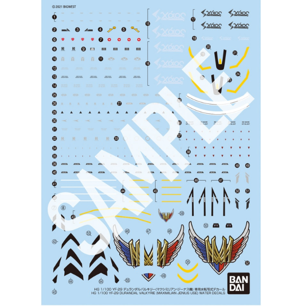 Gundam Express Australia Bandai 1/100 HG YF-29 Durandal Valkyrie Decals (for the Maximilian Genus Custom Full Set Pack) decals