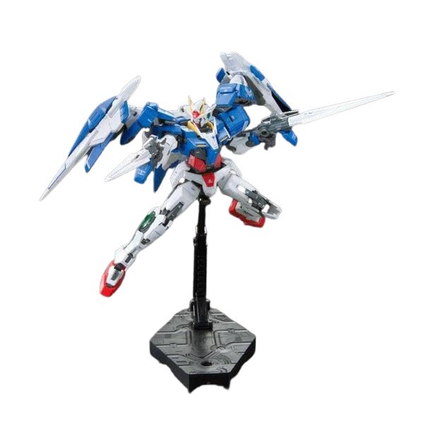 Gundam Express Australia Bandai 1/144 RG GN-0000 + GNR-010 00 Raiser  action pose in stand