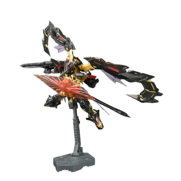 Gundam Express Australia Bandai 1/144 RG MBF-P01-RE2 Astray Gold Frame Amatsu Mina in stand with shield