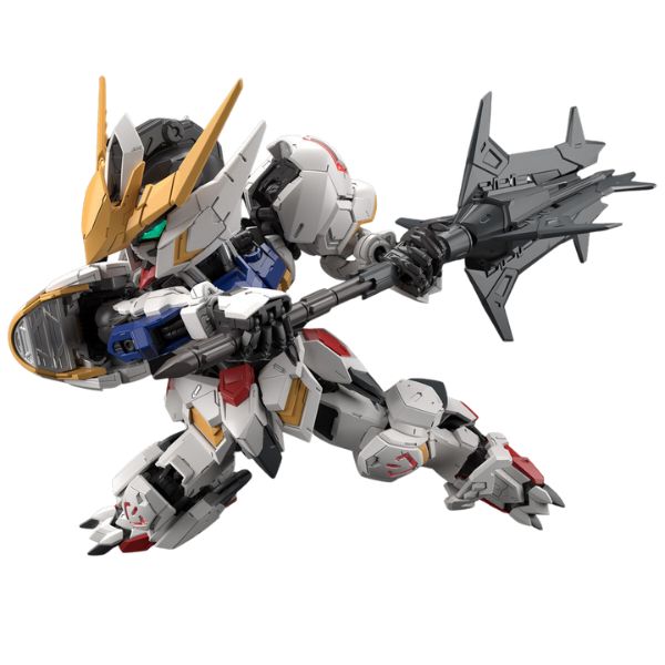 Gundam Express Australia Bandai MGSD Gundam Barabatos (Mobile Suit Gundam: Iron-Blooded Orphans) action pose with big axe