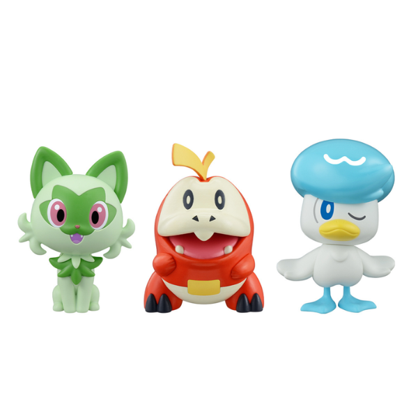 Gundam Express Australia Bandai Pokemon Plamo Collection Quick!! 18 + 19 + 20 Sprigatito Quaxly Fuecoco view on front