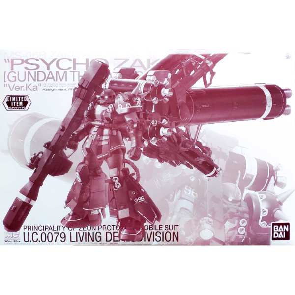 Gundam Express Australia P-Bandai 1/100 MS-06R Zaku High Mobility Type “Psycho Zaku” Ver. Ka (Gundam Thunderbolt) (Half Mechanical Clear) package artwork