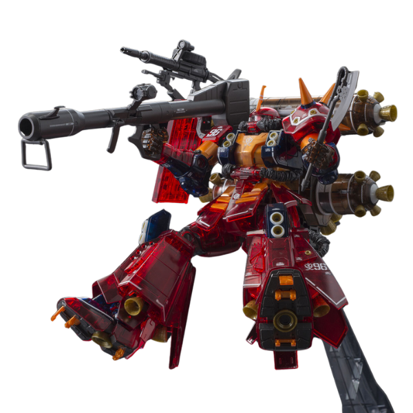 Gundam Express Australia P-Bandai 1/100 MS-06R Zaku High Mobility Type “Psycho Zaku” Ver. Ka (Gundam Thunderbolt) (Half Mechanical Clear) action pose
