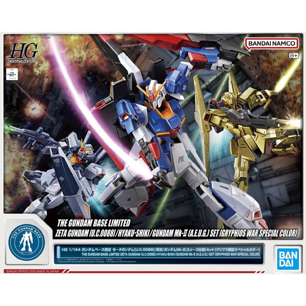 Gundam Express Australia P-Bandai 1/144 HG Gundam Base Limited Zeta Gundam/Gundam Mk.II A.E.U.G/Hyakushiki [Gryphios War Special Colour] package artwork