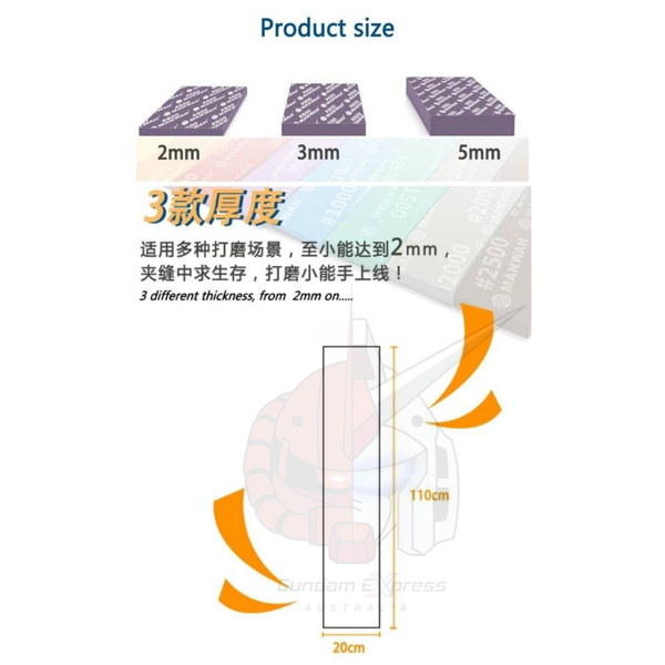 Gundam Express Australia Manwah 5mm thick Sanding Sponge Set  Coarse Grits.