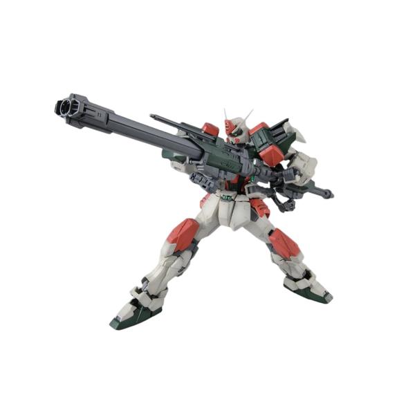 Bandai 1/100 MG Buster Gundam action pose with weapon. 