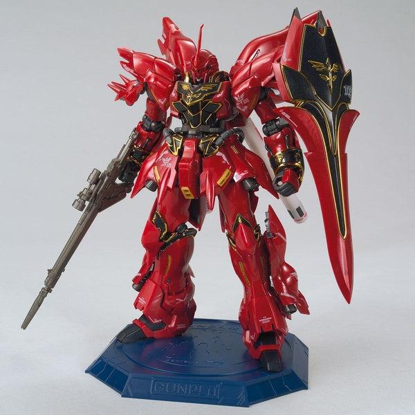 Bandai RG 1/144 Gundam Base Limited Sinanju [Metal Gloss Injection] front on view.