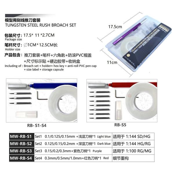 Manwah Tungsten Steel Push Broach Sets sample package styling and inclusions