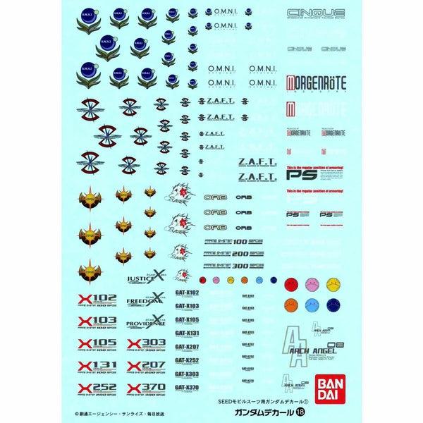 Bandai 1/100 GD-18 MG Gundam SEED Series Waterslide Decals