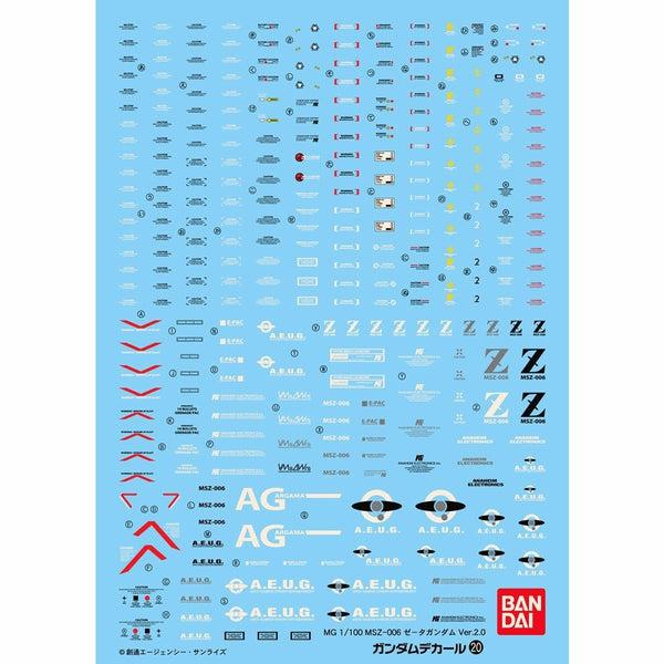 Bandai 1/100 GD-20 MG MSZ-006 Zeta Gundam Ver 2.0 Waterslide Decals