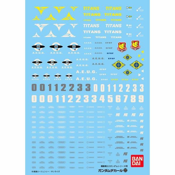 Bandai 1/100 GD-22 MG Mobile Suit Gundam ZETA Multiuse Waterslide Decals