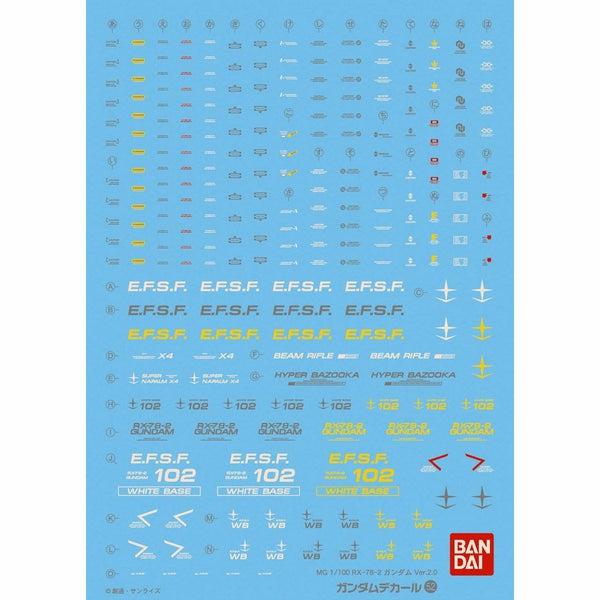 Bandai 1/100 GD-52 MG RX-78-2 Ver 2.0 Waterslide Decals