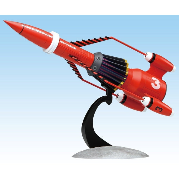 Aoshima 1/350 Thunderbird 3 displayed on included stand