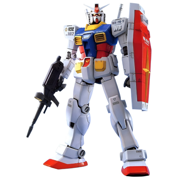 Bandai 1/100 HG00 RX-78-2 Gundam Ver 1.5 front on view.