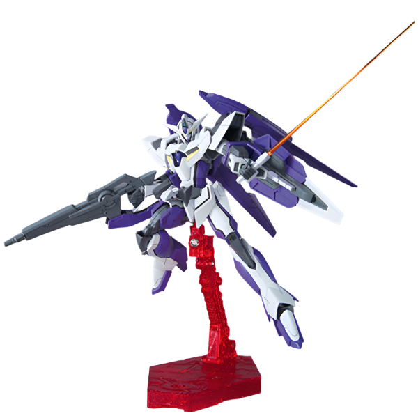Bandai 1/144 HG00 1.5 Gundam action pose with weapon. 
