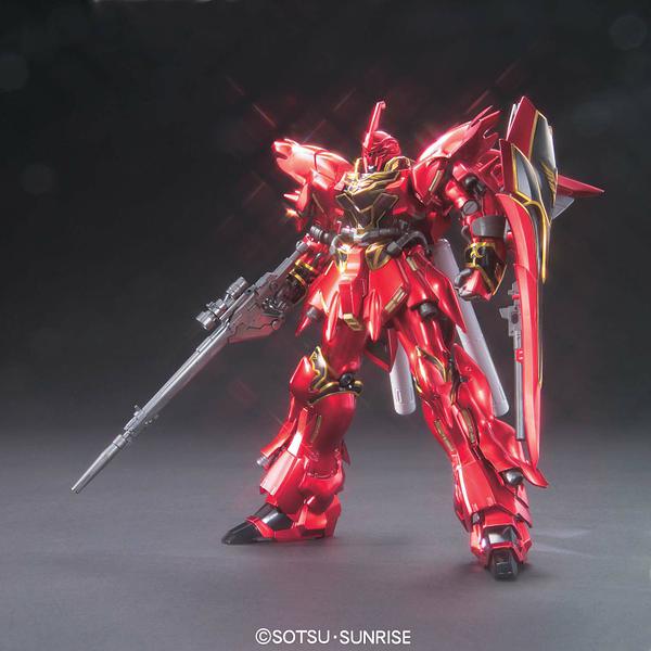 Bandai 1/144 HGUC Sinanju Titanium Finish front on view.