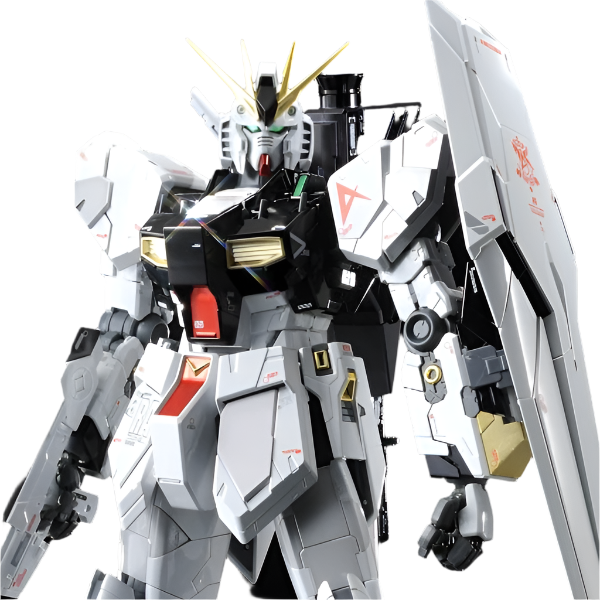 Bandai 1/100 MG  RX-93 NU Gundam Ver. Ka Titanium Finish close up of upper torso