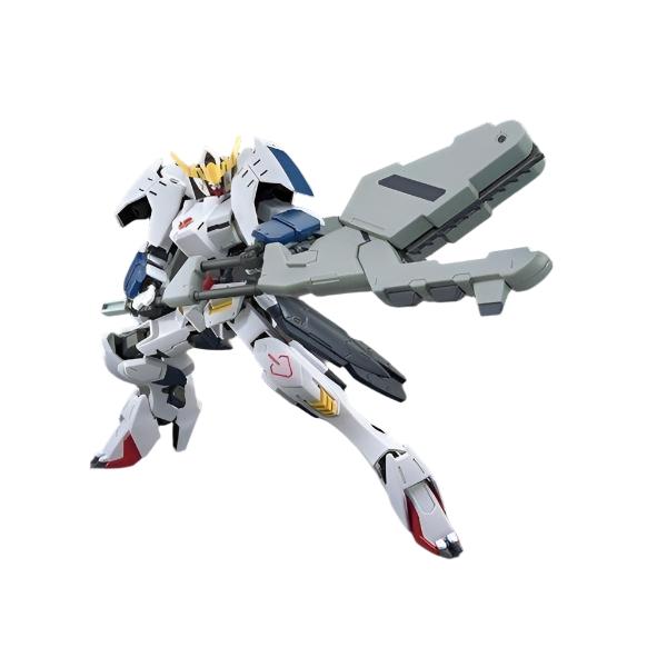 Bandai 1/144 HG Gundam Barbatos 6th Form action pose with weapon. 
