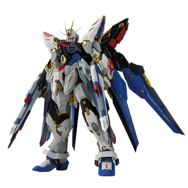 Bandai 1/100 MGEX Strike Freedom Gundam front on view.