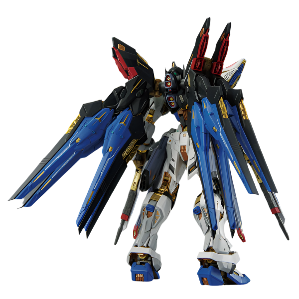 Bandai 1/100 MGEX Strike Freedom Gundam rear view.