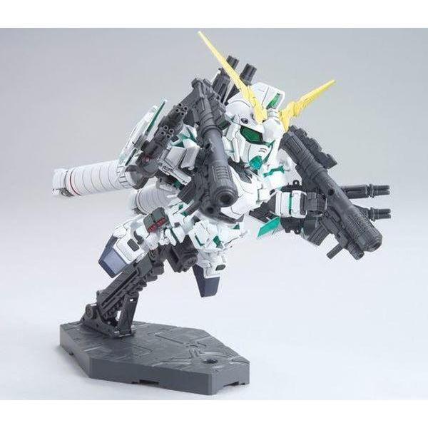 Bandai SD BB Senshi  BB390 Full Armour Unicorn Gundam on action base with weapons