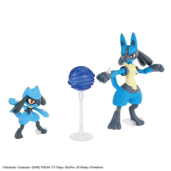 Bandai Pokemon Plamo Collection No.44 Riolu & Lucario front on view.