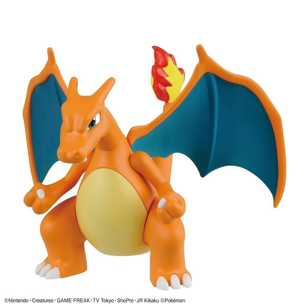 Bandai Pokemon Plamo Collection No.43 Charizard (Battle Ver.) & Dragonite vs Set charizard  front on view.