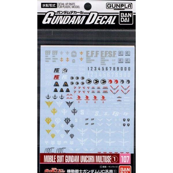 Bandai 1/144 HG Mobile Suit Gundam Unicorn Multiuse Set 1 Waterslide Decal package art front