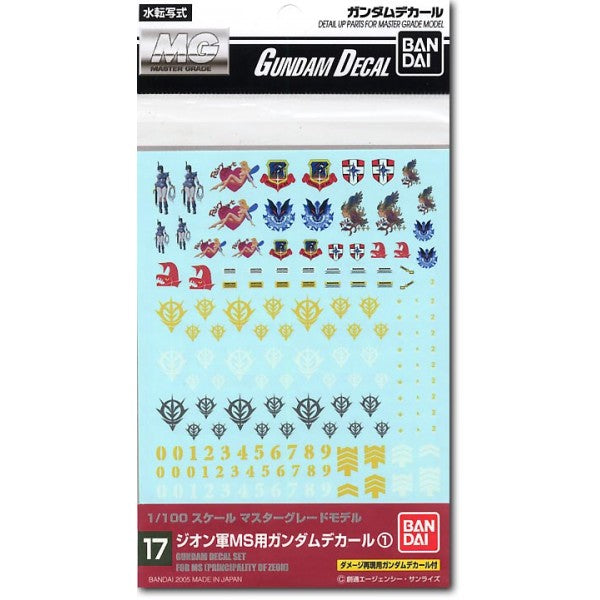 Bandai 1/100 GD-17 MG Zeon Generic Waterslide Decals package artwork
