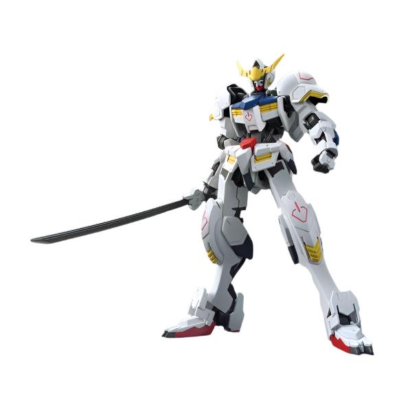 Bandai 1/144 HG IBO Barbatos & Long Dist. Booster Kutan San front on pose with sword