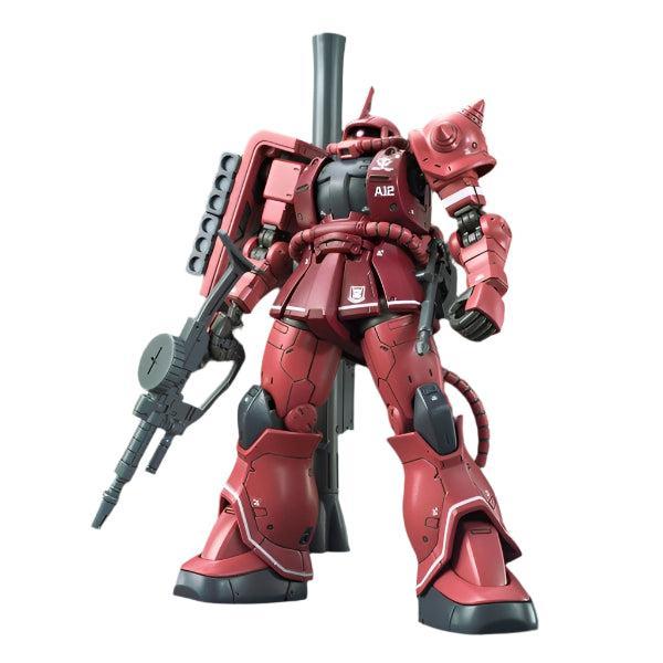 Bandai 1/144 HG Zaku II Red Comet Ver front view with weapon