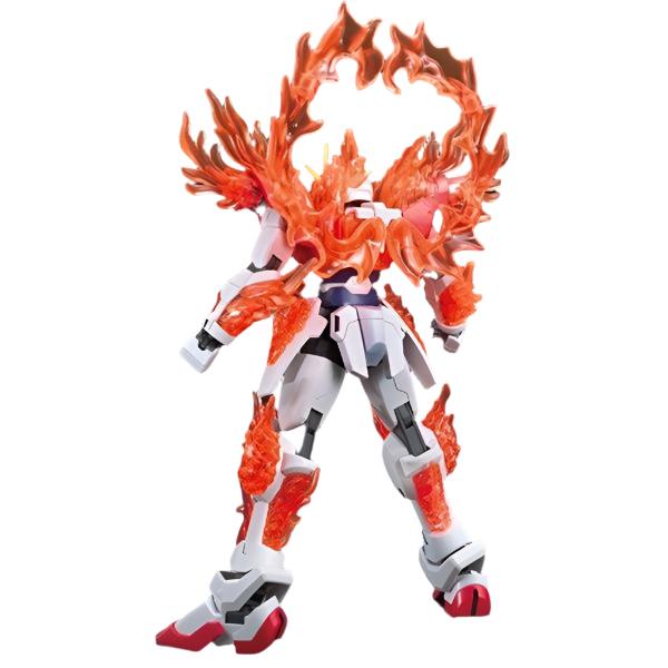 Bandai 1/144 HG BF Try Burning Gundam rear view with flames