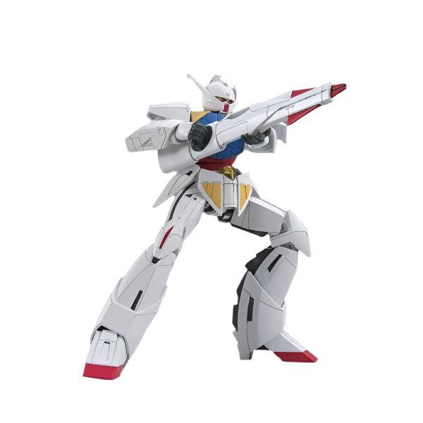 Bandai 1/144 HG WD-M01 Turn A Gundam action pose with weapon. 