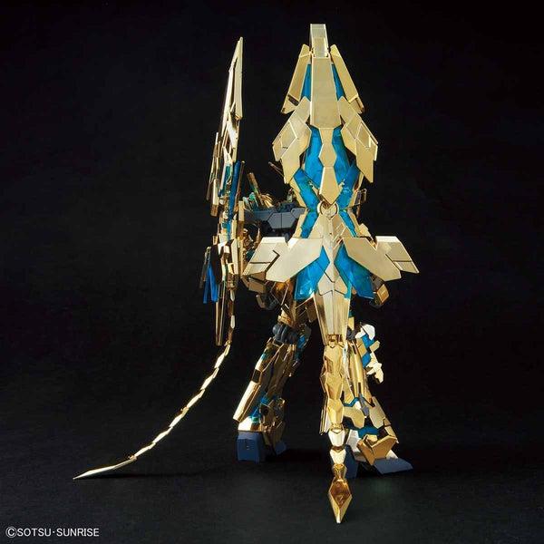 Bandai 1/144 HGUC Gundam Unicorn 03 Phenex [Destroy Mode] (Narrative Ver.) Gold Plated Ver. rear view.