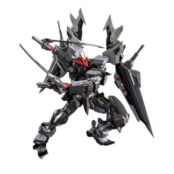 Bandai 1/100 HiRM Gundam Astray Noir action pose with chrome swords