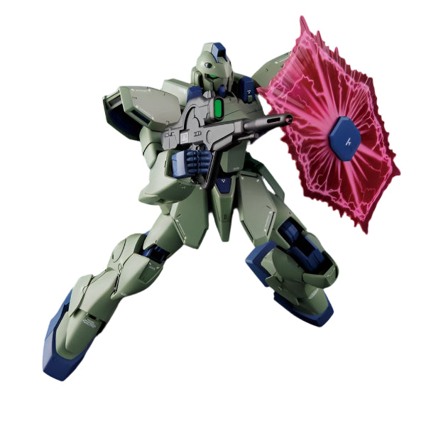 Bandai 1/100 RE Gun-EZ action pose with weapon.  and blast shield 2