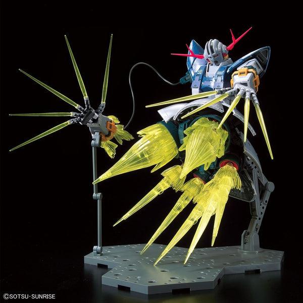 Bandai 1/144 RG Last Shooting Zeong and Effect Set all accessories displayed on action base